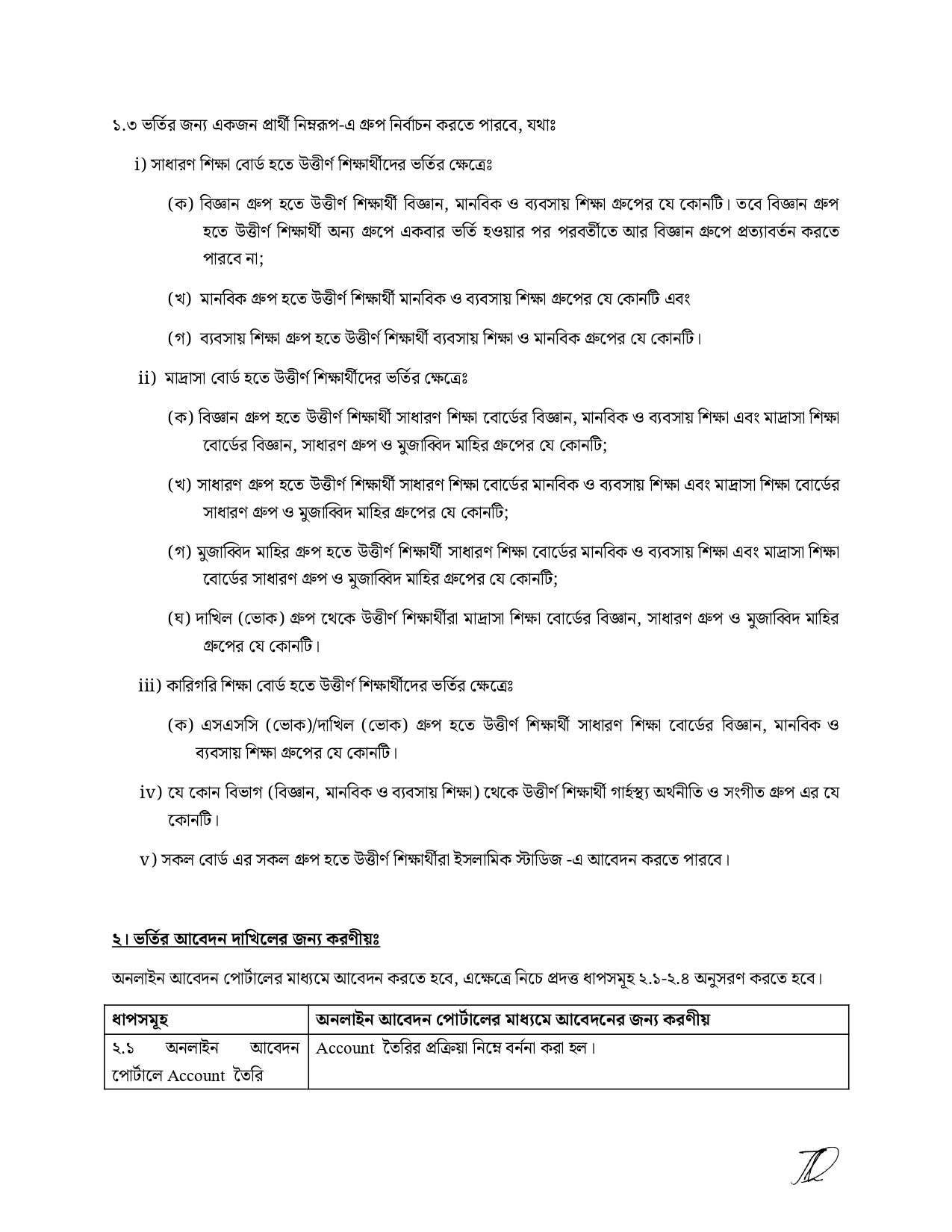 XI Class Admission Circular 2025